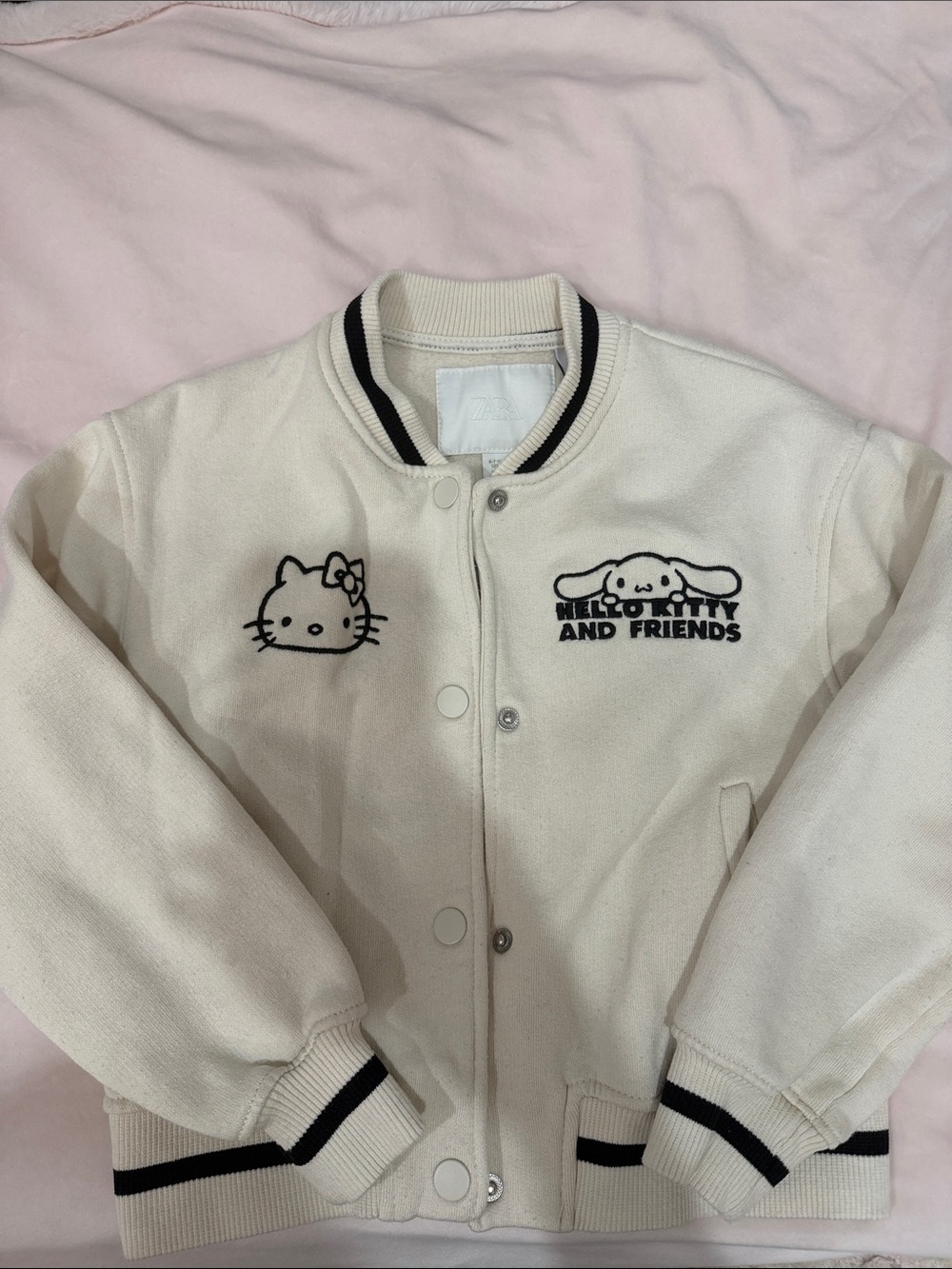 Zara Hello Kitty & Friends Cream Baseball Jacket